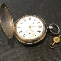 Kate Barnwell Coventry full Hunter pocket watch 1886 silver cased fusee movement