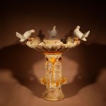 A Unusual Vallauris Ceramic Love Birds And Dolphins Free Standing Centre Fountain.