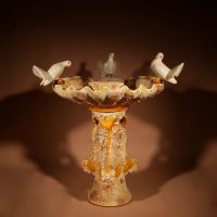 A Unusual Vallauris Ceramic Love Birds And Dolphins Free Standing Centre Fountain.