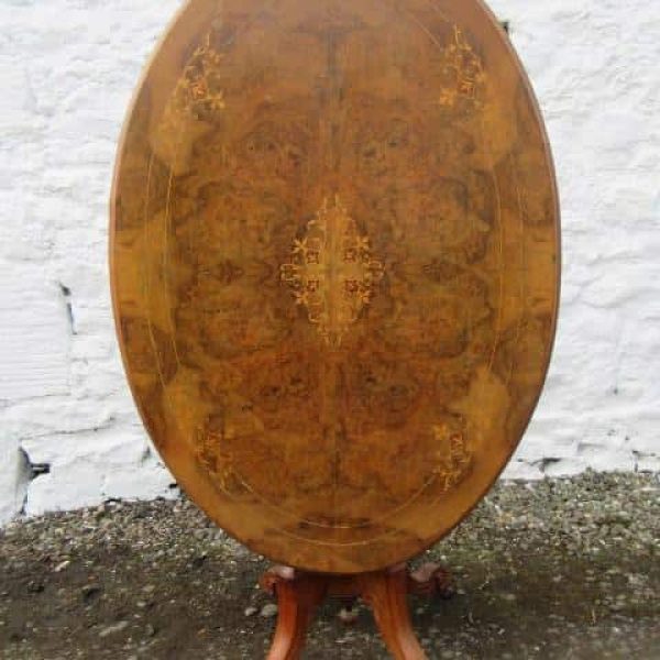 Victorian burr walnut and marquetry loo table