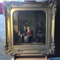 Tavern Interior After Teniers c1720 Dutch Genre Oil Portrait Paintings