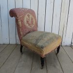 Antique Napoleon III Scroll Top Slipper Chair