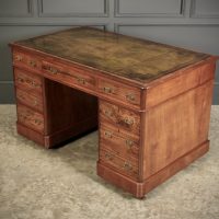 Victorian Walnut &amp; Leather Pedestal Desk