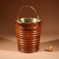 A Very Decorative Original Walnut Coopered Peat Tea Bucket Jardinière Tea Stove.