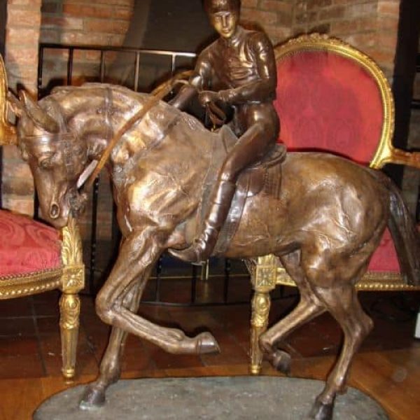 Huge French Race Horse Bonheur Mounted Jockey After Pierre Jules Mene