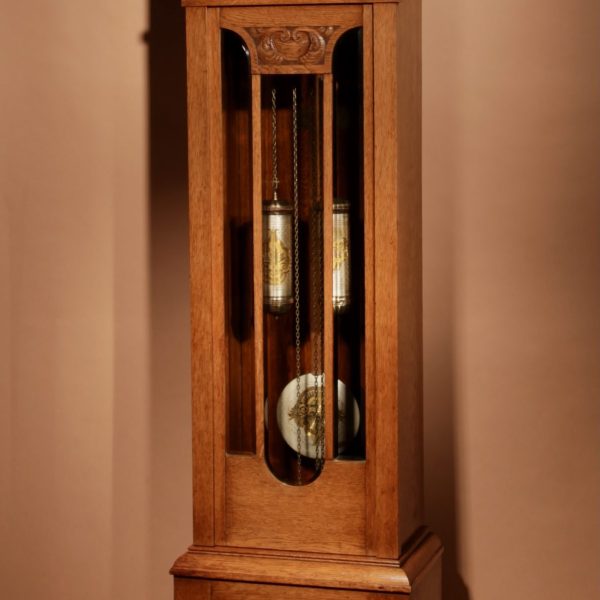 Art Nouveau / Art Deco Impressive and Beautiful Golden Oak Dutch Longcase Clock. 