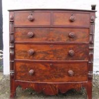 SOLD William IV bowfront figured mahogany chest of two over three drawers