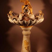 A Unusual Vallauris Illuminated Ceramic Wall Standing Fountain.