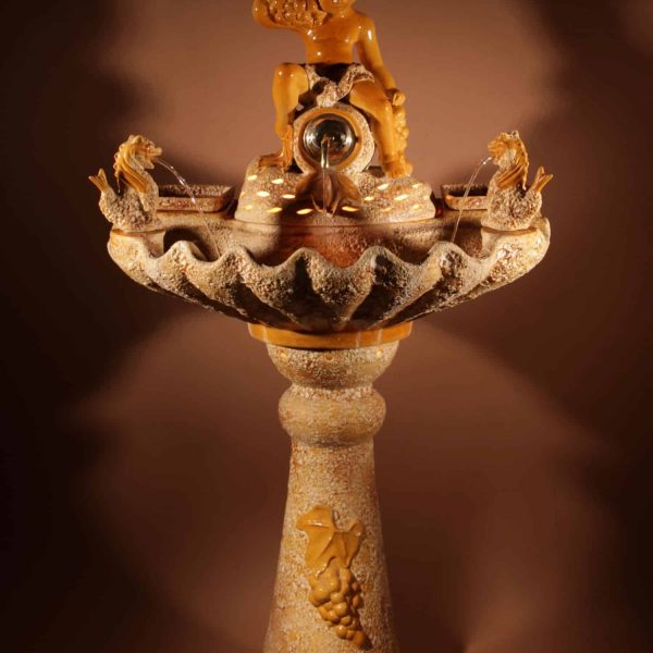 A Unusual Vallauris Illuminated Ceramic Wall Standing Fountain.