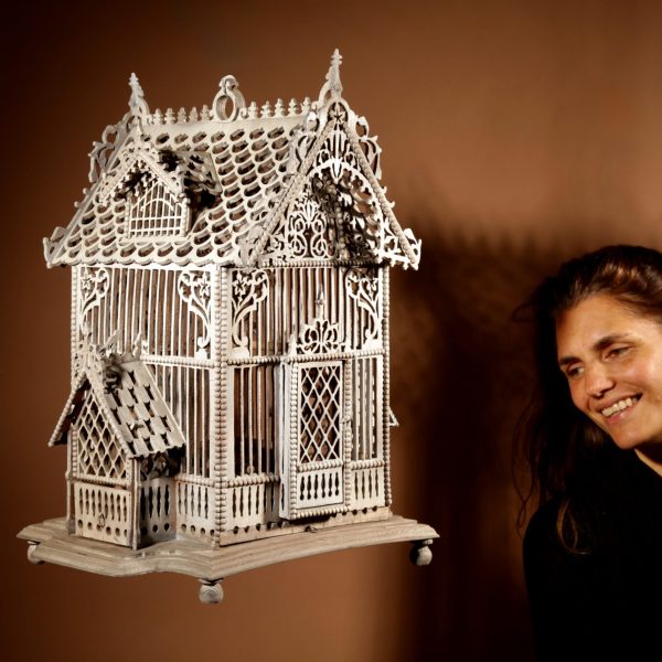 A Rare Folk Art Complicated Fretwork Birdcage, Continental Circa 1920