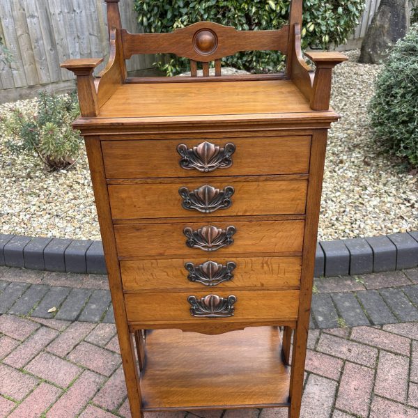 Arts &amp; Crafts Oak Music Filing Cabinet