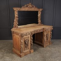 Bleached Carved Oak Pedestal Sideboard
