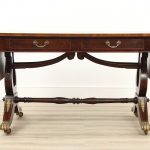 Georgian Rosewood and Burr Walnut Lyre Ended Sofa Table