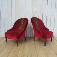 Near Pair Of Antique Napoleon III Tub Chairs