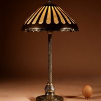 Amsterdam School Style Patinated Copper and Brass Stylish Table Lamp Circa 1900-20 