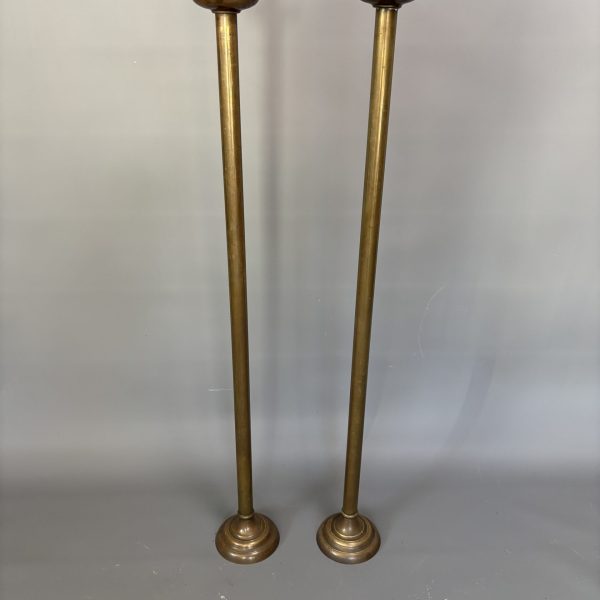 Pair of Floor Standing Brass Candle Holders