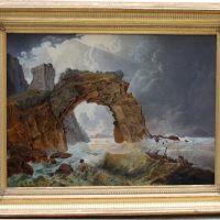 Josef Rebell (1787 – 1828 ), in the style : Sea storm near the Arco di Miseno near Miliscola, looking toward Nisida