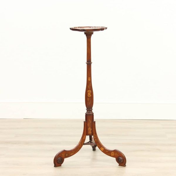 Victorian Dutch Marquetry Torchere Stand
