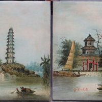A pair of Canton views by Nam Cheong ( Chinese, active 1840-1870), studio