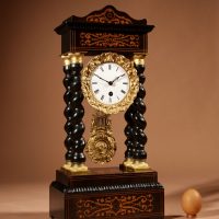 A Rare original antique inlaid French portico clock circa:1870