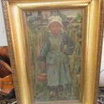 OILPAINTING DUTCH GIRL ON CANVAS  SIGNED F B    35 CM BY  23 CM CIRCA 1880   [FREE POST]
