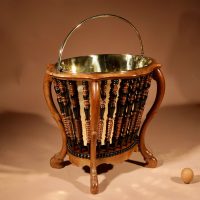 A Victorian Period Magnificent Rare Oval Walnut Peat bucket / Tea Stove Circa 1850