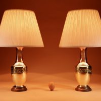 A Pair Of Very Decorative Edwardian English Copper And Brass Table Lamps.