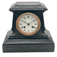 Sublime Edwardian architectural Slate Mantel Clock – 8 Day bell striking Clock