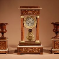 Exceptional Original Portico clock Garniture, French, Louis Philippe, 1850/70 