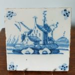 18th Century Delft Blue &#038; White Tile &#8211; Large House