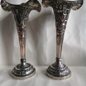 Anglo Indian Sterling Silver Vases Box Card Case Ceremonial Hindu