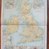 RARE 120 year old Map RAILWAYS of British Isles Colour Trains 1904 Very detailed