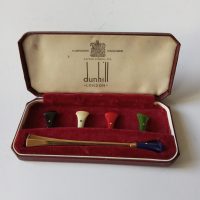 Rare boxed 9ct gold Dunhill Cigarette Holder 5 x Coloured Bakelite White Dot mouthpieces hallmarked 1927