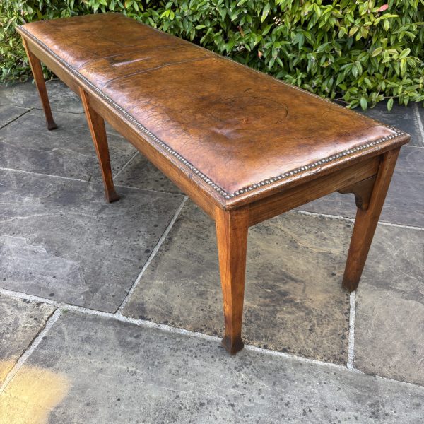 Arts &amp; Crafts Walnut, Oak &amp; Leather Hall Bench