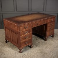 Mahogany &amp; Leather Pedestal Desk
