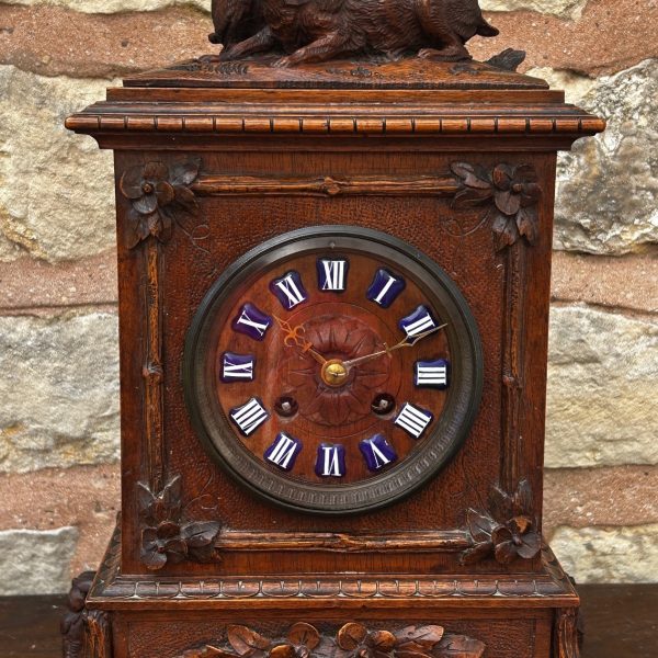 Fabulous Antique Black Forest Carved Mantle Clock – 8 day striking