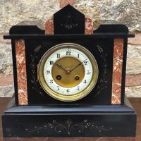 Sleek Antique French Slate Architectural Mantle Clock – Striking Mantel Clock