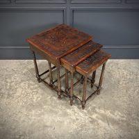 Nest of Three Embossed Leather Top Tables