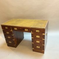 C19th Mahogany Campaign Pedestal Desk