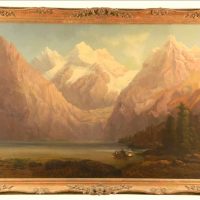 Austrian Alps Landscape Oil Portrait Painting Mountains And Lake Salzkammergut Region East Of Salzburg