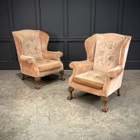 Pair Of Chippendale Style Wing Armchairs