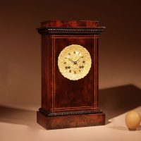 Stylish Louise- Philippe Mahogany French Inlaid And Carved Mantel Clock, 1830-1870