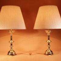 Impressive Pair Of Cast Brass Table Lamps In The Medieval Style, Circa 1900 