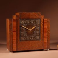 Amsterdam School Art Nouveau/Art Deco Oak And Rosewood Very stylish Mantel Clock.