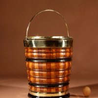 A Very Decorative Original Coopered Peat Tea Bucket Jardinière Tea Stove.