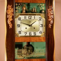 Venetian Italian Interest Automation Walnut Signed Odo Striking Wall Clock.