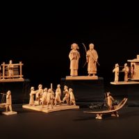Interesting Collection of 7 Chinese Wood Carvings Showing The Daily Life In China.