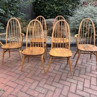 Mid Century Set of Six Ercol Windsor Dining Chairs