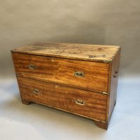 C19th Campaign Low Chest Of Drawers