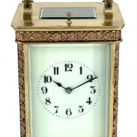 Incredible Large Antique French 8-Day Repeater Carriage Clock C1890 – With Floral Decoration
